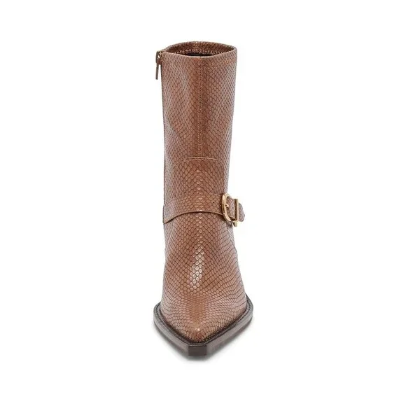 Dolce Vita Rave Womens 8.5 Saddle Snakeskin Leather Side Zip Western Boots PQ564